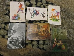 6 old Easter postcards from the 1960s