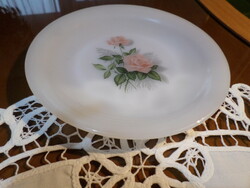 Arcopal rózsa mintás süteményes tányér, opál, tejüveg jénai