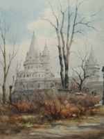 Fisherman's Bastion in winter - Budapest, watercolor