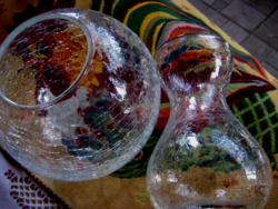 2 Veil glass cracked glass vases