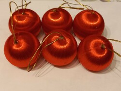 Retro old Christmas tree decor 6 red silk apples