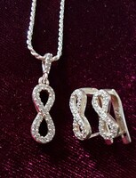 Italian silver jewelry set, earrings, necklace, pendant, zirconia stones