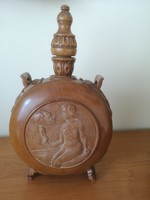 Carved wooden water bottle from the 1800s