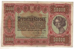 50000 korona 1923 3. eredeti ékezet hibás