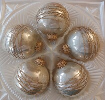 Retro glass Christmas tree decoration gold glitter sphere glass decoration 5 pcs