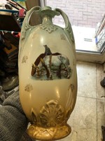 Szecessziós osztrák kerámia váza, kiöntő, 45 cm-es nagyságú.