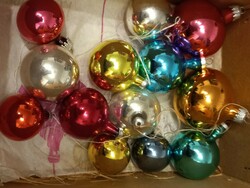 Retro old Christmas tree decor 13 glass balls in several sizes