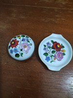 Kalocsai porcelain ashtray and bonbonnier
