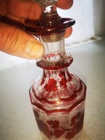 Antique Biedermeier cork bottle liquor carafe ruby Paulite painting for collection 1800s