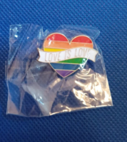 Pride heart pin with message "Love is Love"