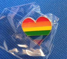 Pride heart pin in original package. Made of alloy in mulicolour