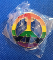 Pride rainbow peace pin in original package made of alloy in multicolor