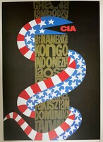 Cia - usa - laos, indonesia, congo etc poster - 1980s offset print - hard year