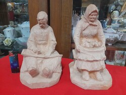 Pair of Szabó ceramic folk figural sculptures.
