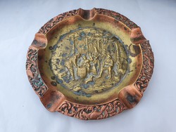 Copper ashtray, yellow and red copper