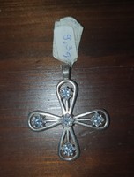 Marked stylized cross stone silver pendant