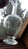 Old glass polished decanter, pitcher, spout