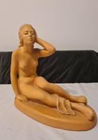 Kövesházi Kalmár Elza: ülő akt, art deco terrakotta szobor