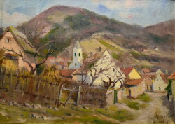 István Fehér (?): Marked: village landscape 1953