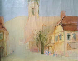 Madarassy György (1947–) utcakép (olaj, vászon, 65x51 cm) szignózott