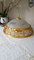 4 Pcs. Beautiful gold-plated ceiling lamp with inlaid glass