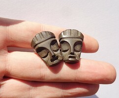 Wooden heads, pair of cufflinks