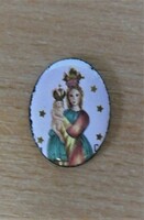 Antique sancta maria mater die ora pro nobis enamel medallion 5 gr, it can be a beautiful piece of jewelry again!