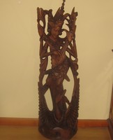 The large wooden sculpture of the Hindu goddess Saraswati