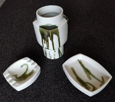 Ditmar urbach porcelain set: vase, bowl, ashtray