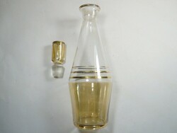 Retro old decorative gilded glass serving pouring glass with cork - wine liqueur brandy