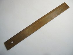 Retro old school wooden ruler with nails - inscription: wood mass 32 id msz 4974 - approx. 1960s