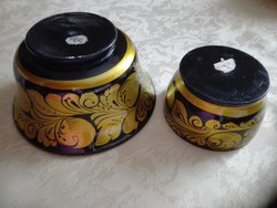 Russian, hand-painted lacquer bowl, 2 pcs