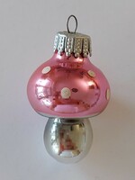 Old glass Christmas tree ornament pink mushroom glass ornament