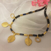 Marked gold-plated lapis lazuli necklace