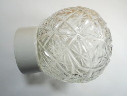 Retro fali mennyezeti lámpa rücskös üveg búra szabvány méret porcelán foglalat Drasche Szarvasi üzem