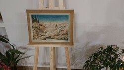 (K) embroidered landscape with a 47x37 cm frame like a painting, in the condition shown in the photos.