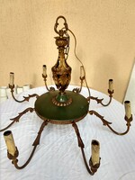 Antique eight-arm copper chandelier with a diameter of 75 cm, approx. 6.5 Kg..