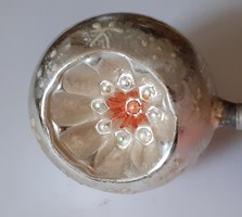 Old glass Christmas tree decoration with indented sphere glass ornament