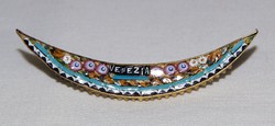 Brooch decorated with antique gilded metal micro mosaics