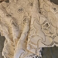 Large crochet tablecloth in cream color