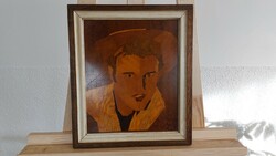 (K) Intarziás falikép 27x32 cm kerettel Elvis Presley