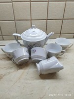Zsolnay porcelán manófüles teáskészlet, antik, pajzspecsétes eladó! Búzavirágos