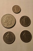 5 French mixed coins