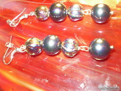 For half, 5 cm long shell-pearl pearl earrings