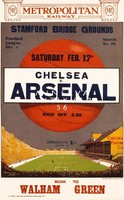 Vintage angol brit Chelsea Arsenal London focimeccs futball labda csapat stadion plakát 1925 REPRINT