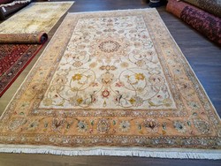Original Iranian Silk Contour Tabriz 204x324 Hand Knotted Wool Persian Carpet ff_26