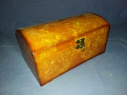 Gyönyörű antik intarziás, rézveretes  keleti lakkfa ládika doboz 24 x 12 x 14 cm a képek szerint
