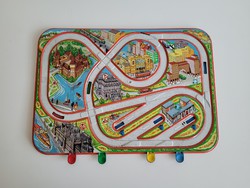 Retro old sheet metal transport toy plate highway plate game