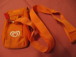 Retro reklám narancs színű nyakba akasztós kis táska Algida szív