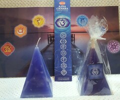 Third eye chakra candle (pyramid) + third eye chakra incense set
